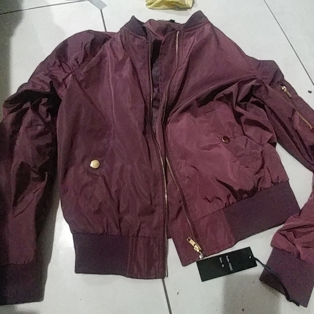 Maroon bomber jacket